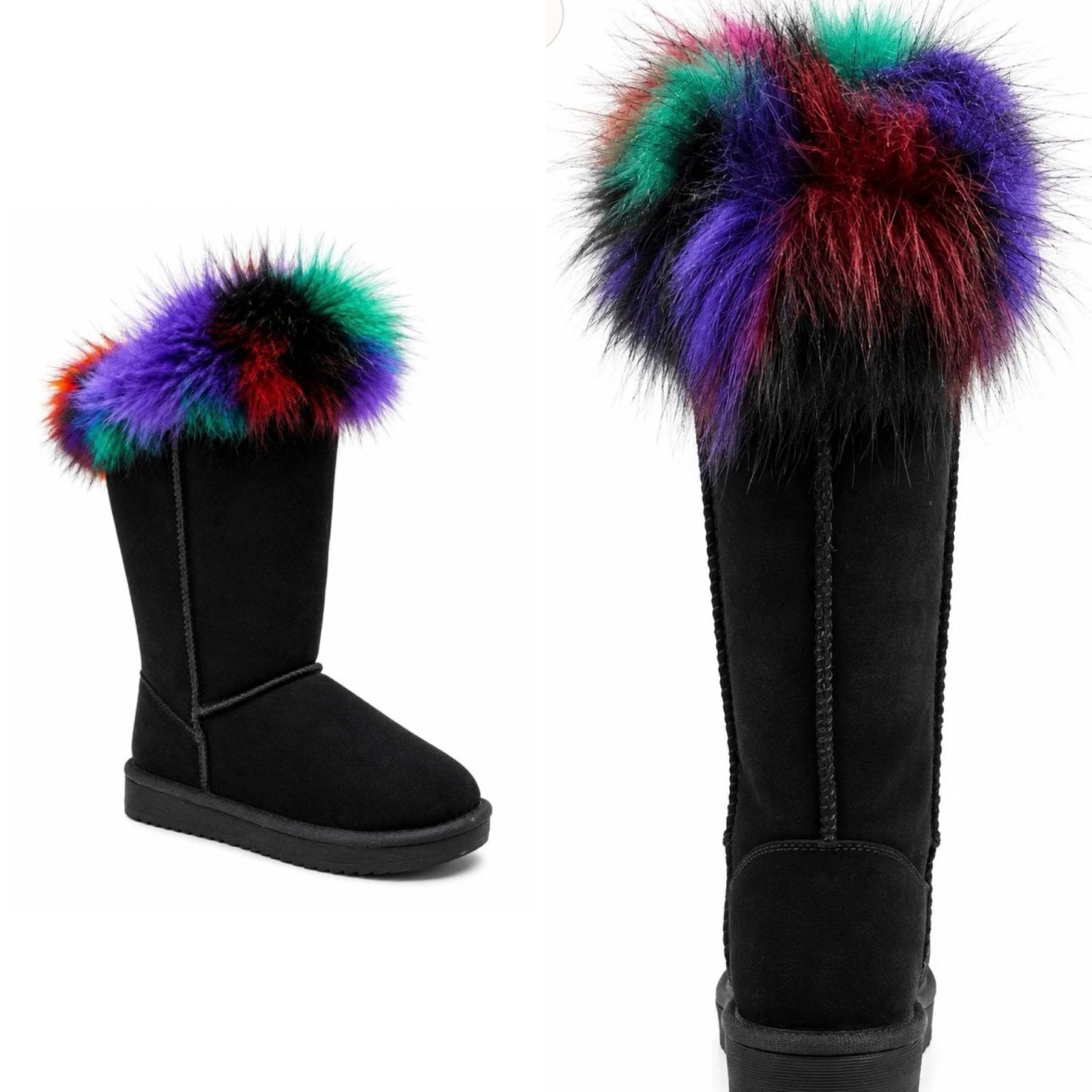 Zwarte laarzen met bontrand - Maat 36-41, Ophalen of Verzenden, Nieuw, Zwart, Hoge laarzen