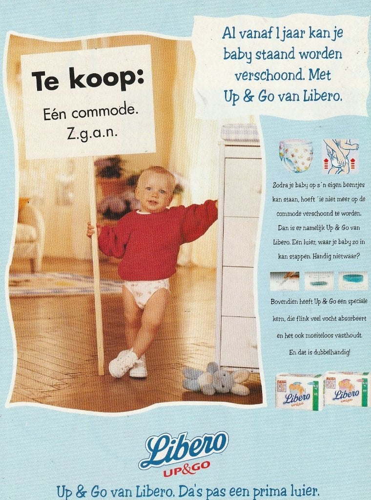 Retro reclame 1995 Libero Up & Go baby luiers peuters, Verzamelen, Verzenden, Overige typen