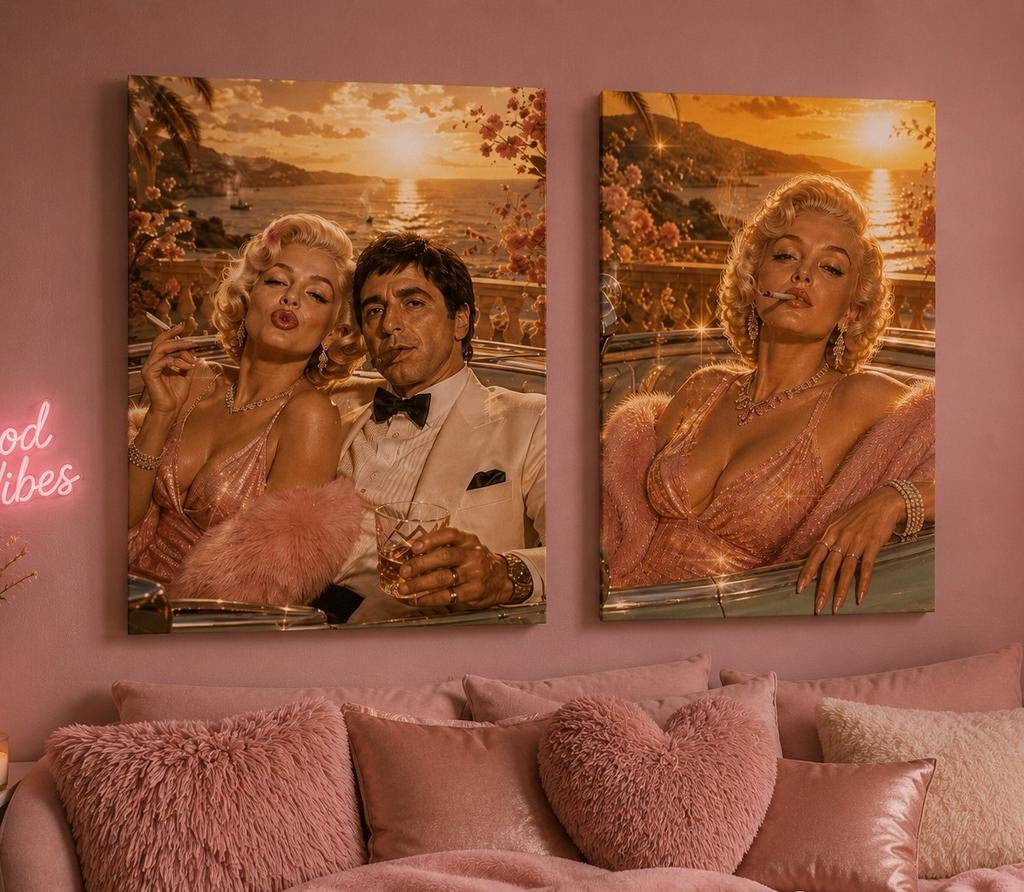 Twee luik canvas: Scarface en Marilyn Monroe stijl, Ophalen of Verzenden