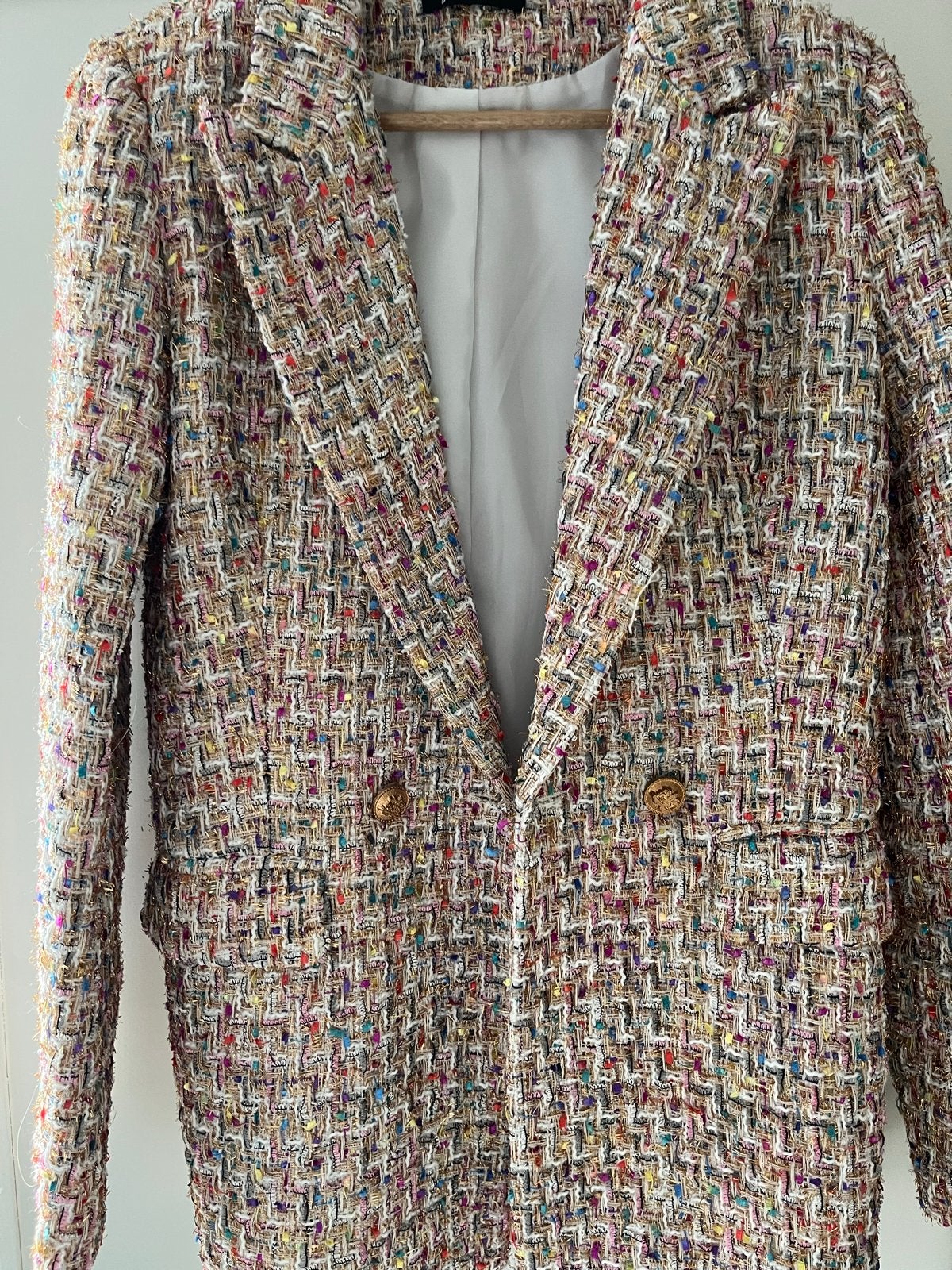 Jus de Pom Gevoerde Gemêleerde Blazer met Gouddraad, Maat 38/40 (M), Overige kleuren, Ophalen of Verzenden, Jasje