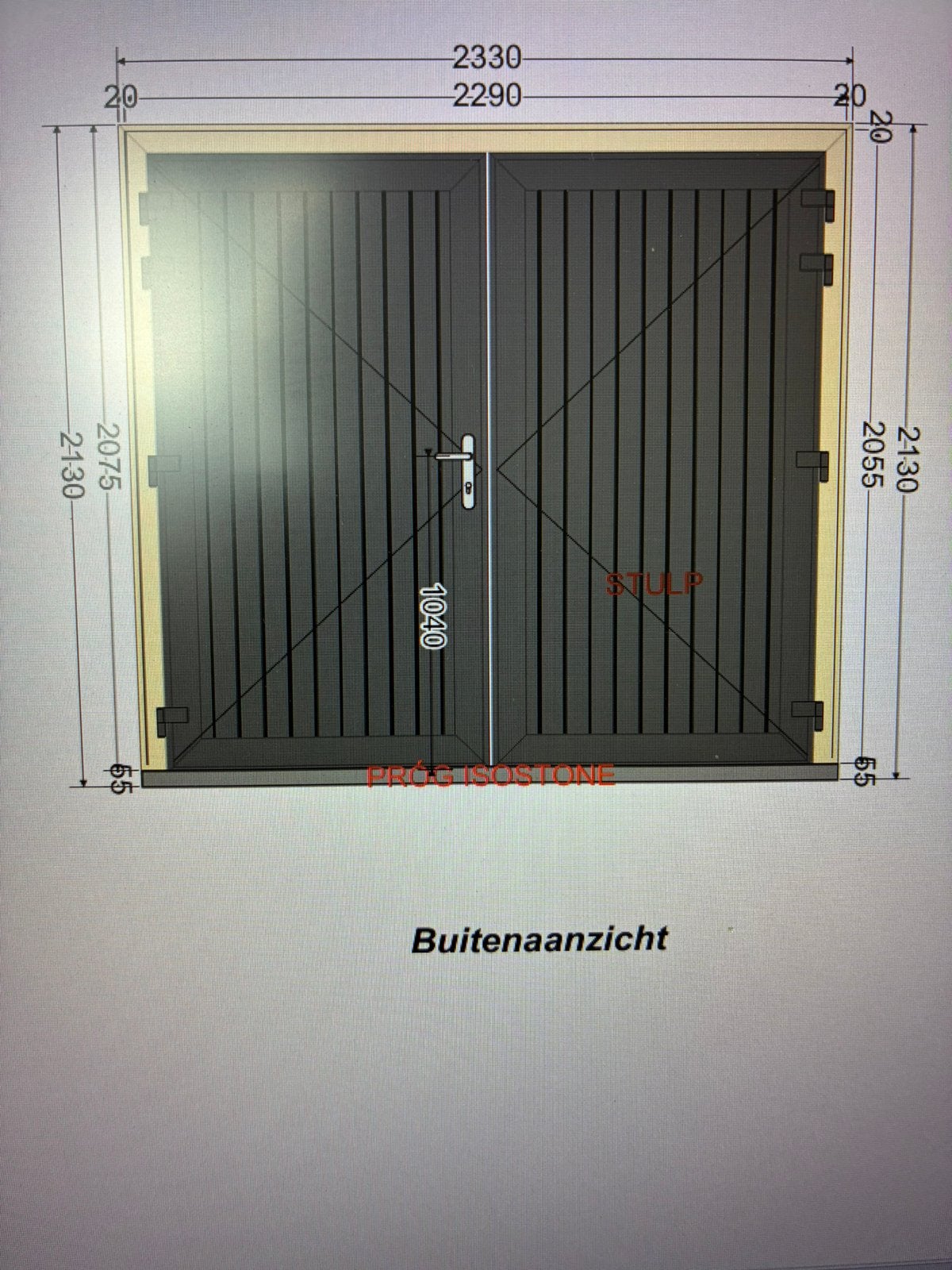 Dubbele deur garagedeur kunststof, Ophalen, Kunststof, Deurkozijn, 225 cm of meer