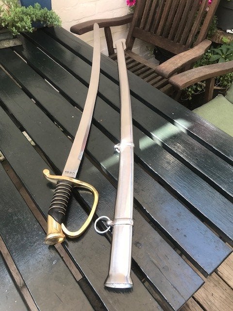 prachtige en degelijke metalen sabel, ca 1 meter lang, Ophalen of Verzenden, Landmacht, Overige gebieden, Zwaard of Sabel