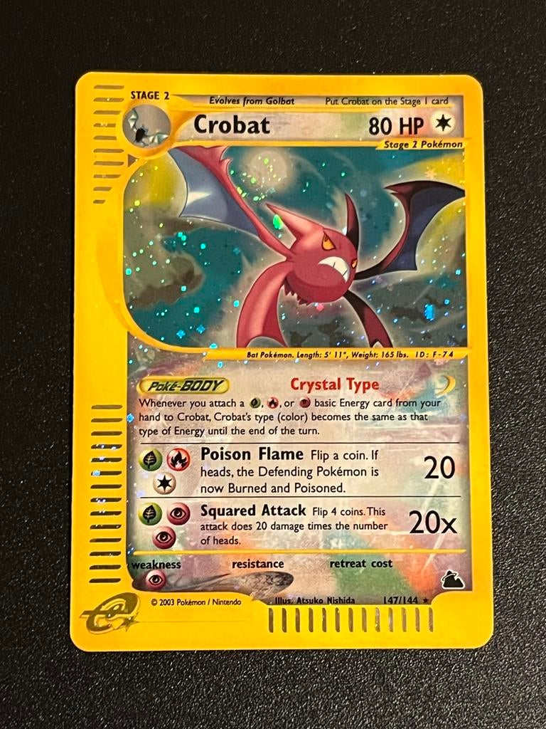Crobat Crystal Type Holo Skyridge 147/144 Near Mint Pokémon, Verzenden, Zo goed als nieuw, Losse kaart, Foil