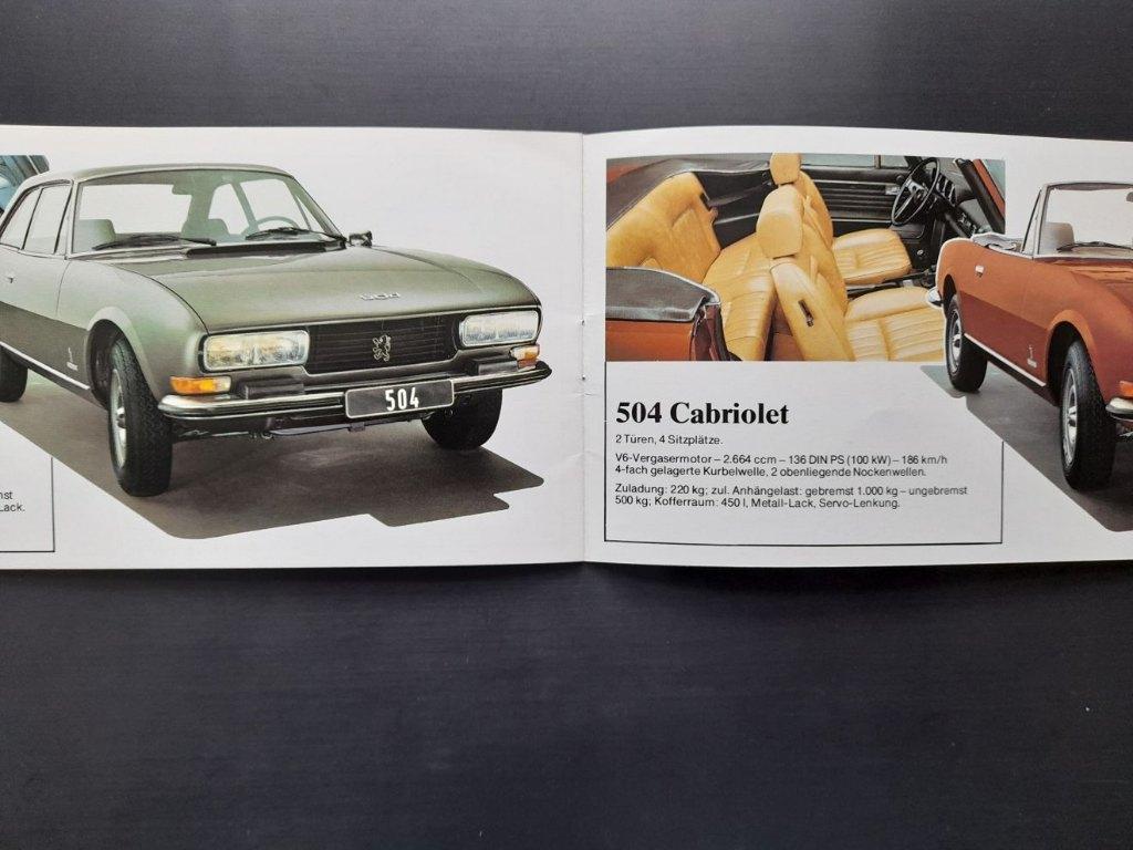 Peugeot-modellen 1975: 104 – 504 Cabrio,  brochure, Verzenden, Zo goed als nieuw, Peugeot