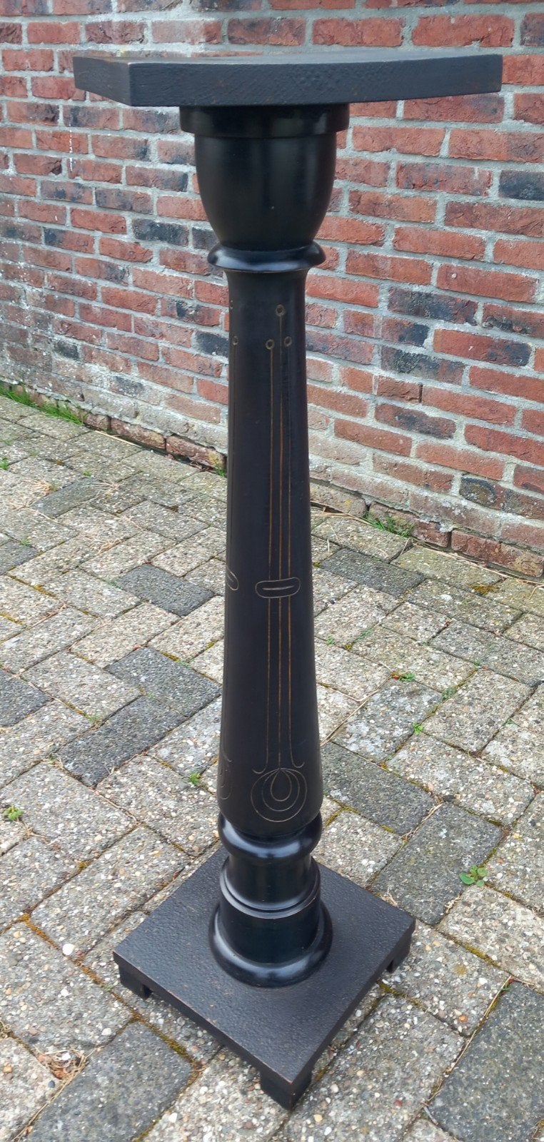 Art deco zwart gehouten piedestal ca. 1920, Antiek en Kunst, Ophalen