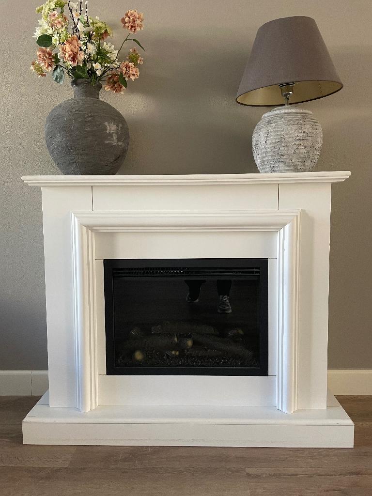 Electrische kachel met schouw, Ophalen, Gebruikt, Vrijstaande haard, Elektrische haard