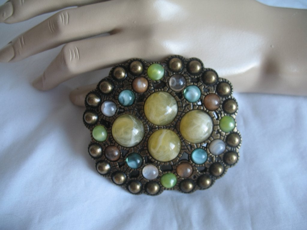 Koperachtige Gesp Bewerkt met Kralen Mix Vintage, Losse buckle of gesp, Overige kleuren, Ophalen of Verzenden, Zo goed als nieuw