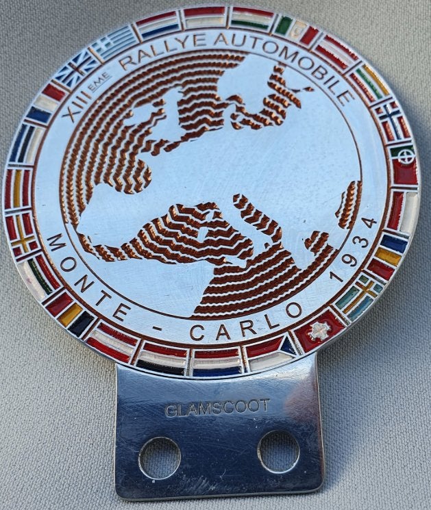 Monte Carlo Rallye Automobile 1934 Auto Badge repro, Verzenden, Zo goed als nieuw, Auto's
