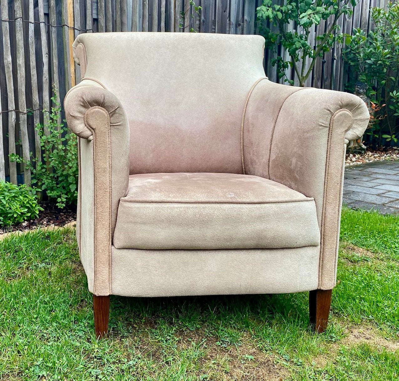 Heerlijke leesfauteuil van buffelleer, Huis en Inrichting, Ophalen, Gebruikt, 75 tot 100 cm, Hout