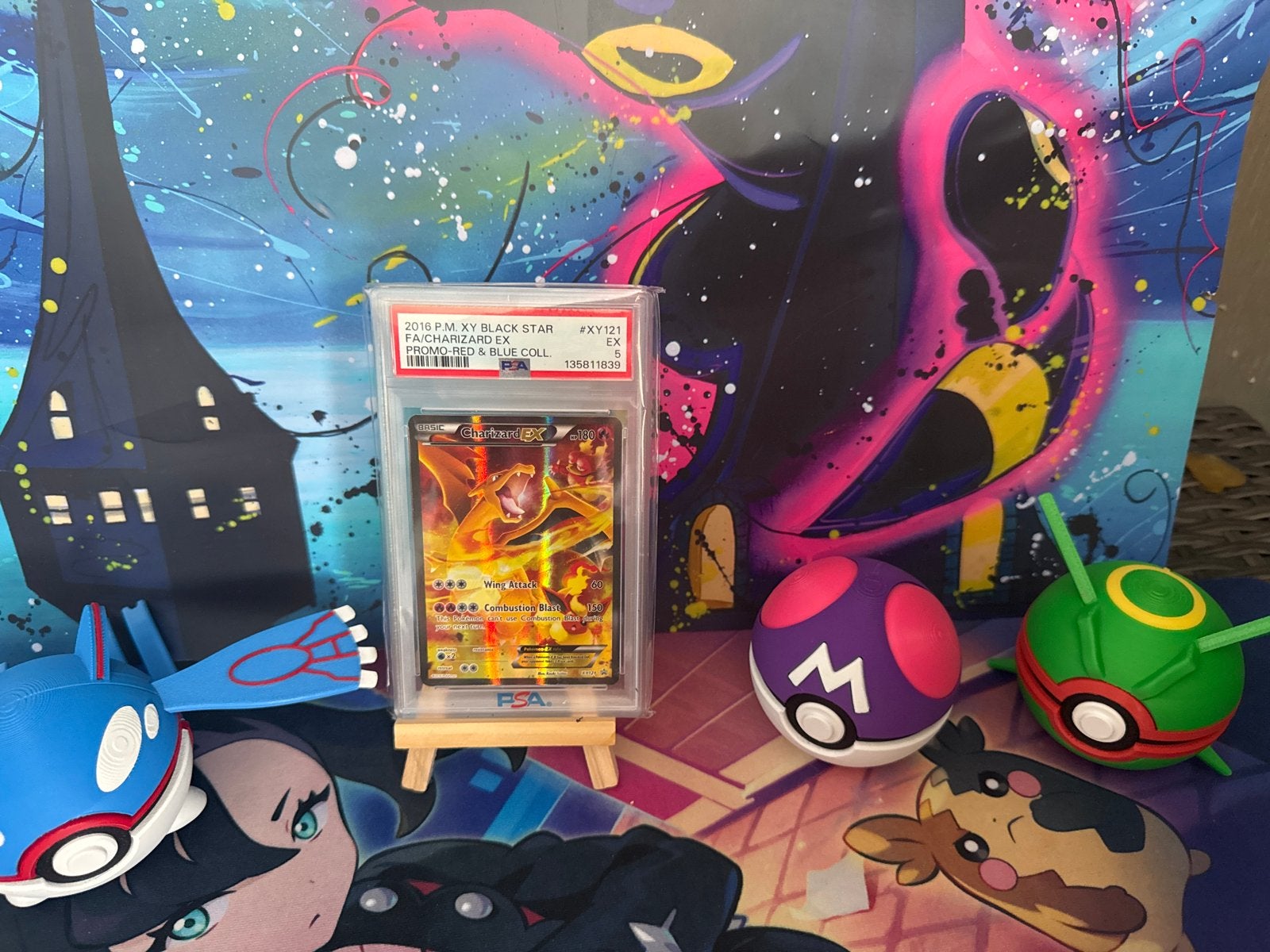 PSA 5 Charizard EX XY121 Promo Pokémon Kaart, Ophalen of Verzenden, Gebruikt, Losse kaart