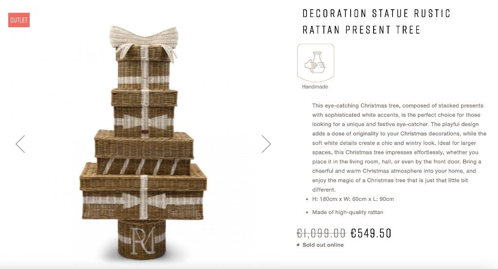 Rustic Rattan Present Tree 180cm Rivièra Maison, Ophalen, Nieuw, Overige materialen