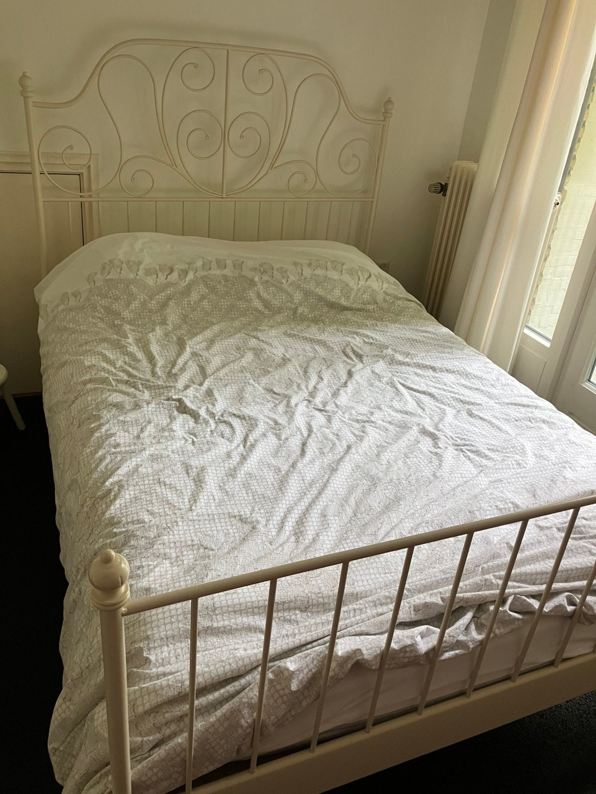Ikea Leirvik metalen bedframe 140 x 200, Ophalen, Wit, Tweepersoons, 140 cm