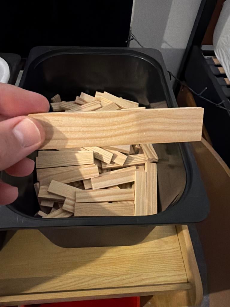Grote doos houten blokjes - Jenga / bouwblokken, Ophalen, Zo goed als nieuw, Overige typen