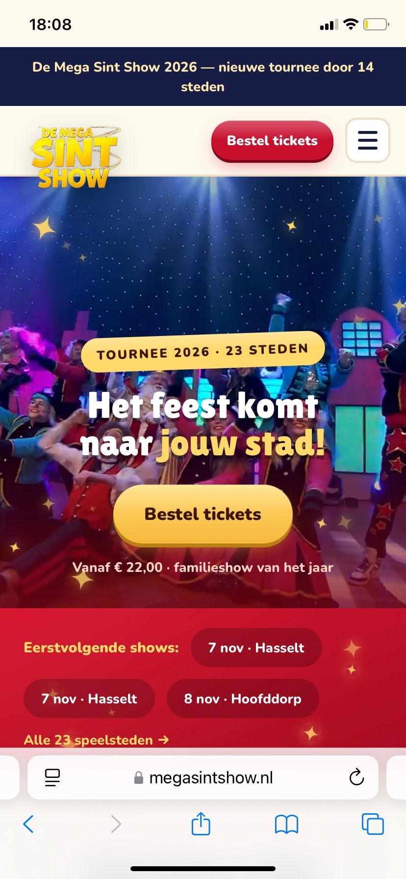 De mega sint show AFAS 25 november 4 tickets, Drie personen of meer, November