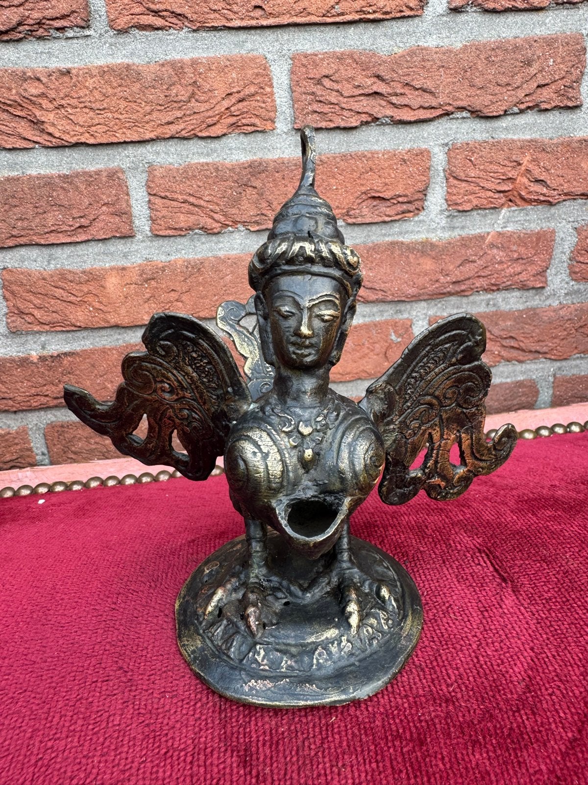 Oude Bronzen Garuda Olielamp - Indonesië, Antiek en Kunst, Antiek | Koper en Brons, Brons, Ophalen of Verzenden