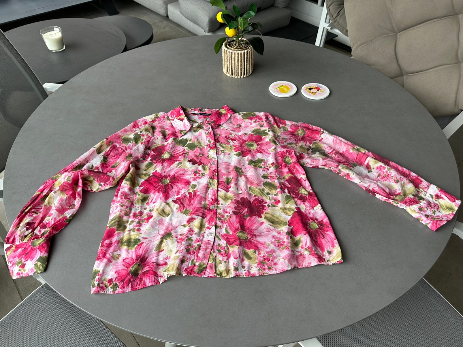 Nieuwe roze gebloemde Zara blouse, maat XL, Verzenden, Zara, Maat 46/48 (XL) of groter, Nieuw