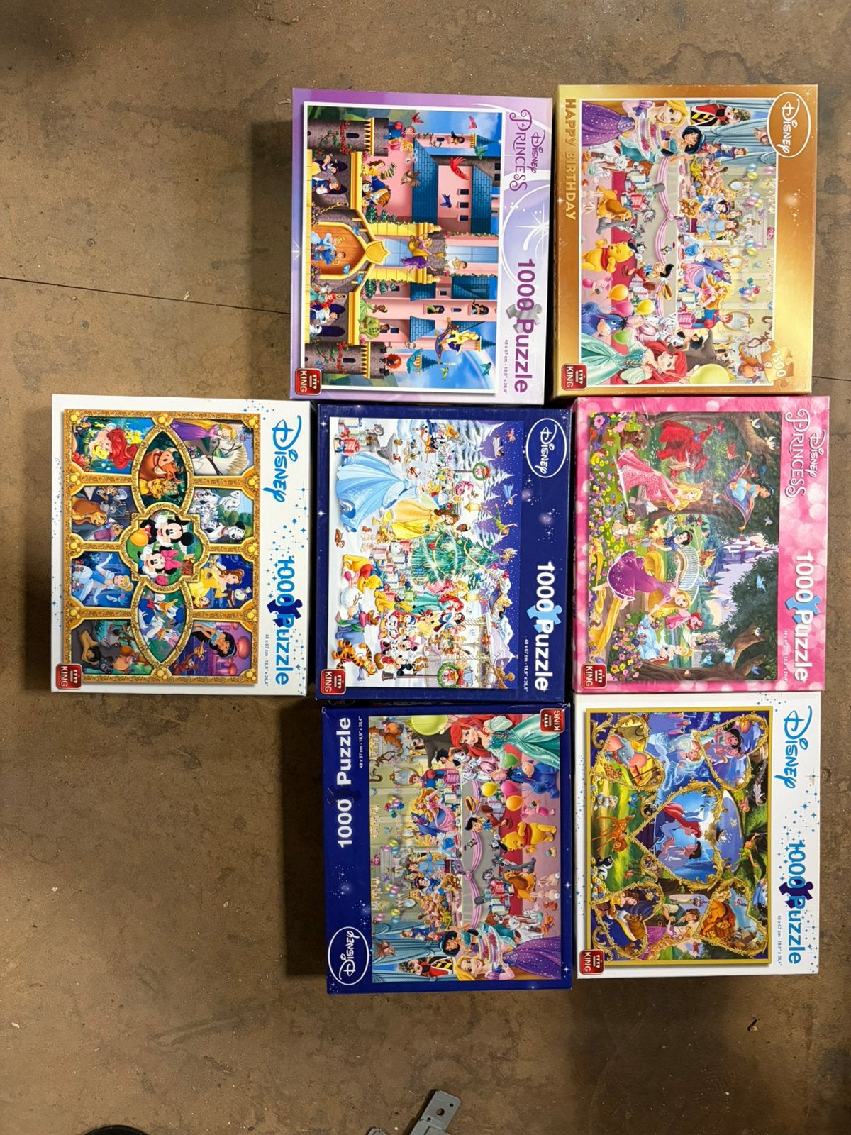 7 disney puzzels in 1 koop, Hobby en Vrije tijd, Denksport en Puzzels, Ophalen, 500 t/m 1500 stukjes, Zo goed als nieuw