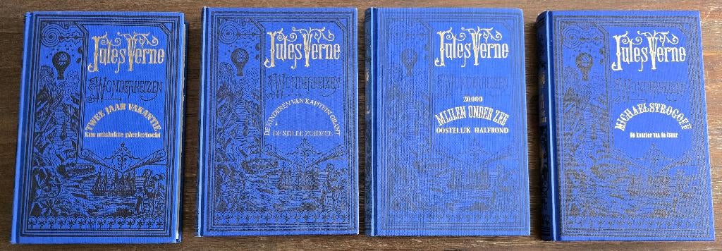 Jules Verne - Blauwe kaft, zie omschrijving, Boeken, Ophalen, Zo goed als nieuw, Jules Verne, Nederland