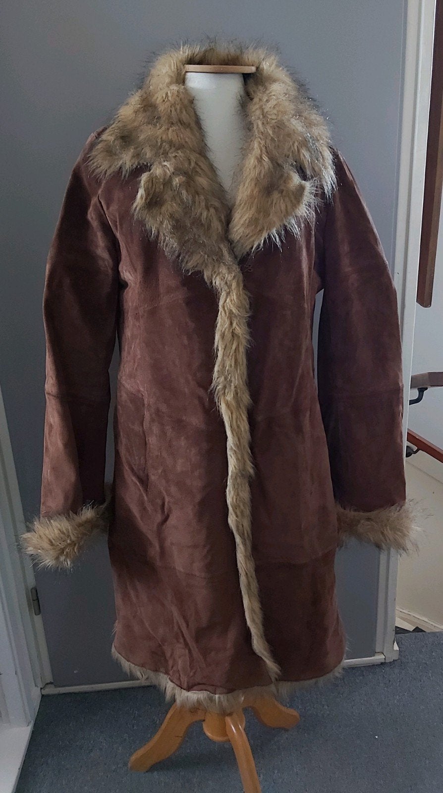 Vero Moda  Suede Lammy Coat met Bontkraag - Maat XL, Bruin, Vero Moda, Maat 46/48 (XL) of groter, Ophalen of Verzenden