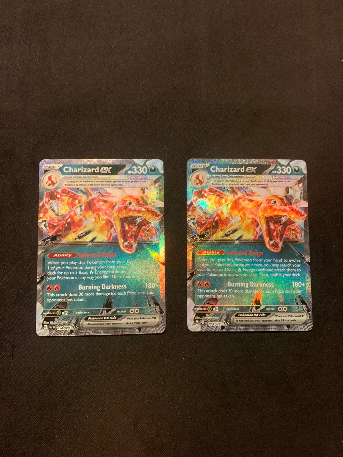 Charizard ex 054/091 2x, Ophalen of Verzenden, Zo goed als nieuw