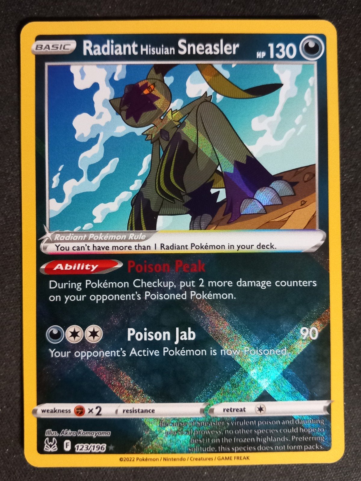 Radiant Hisuian Sneasler 123/196 Lost Origin Ultra Rare NM, Verzenden, Zo goed als nieuw, Losse kaart, Foil