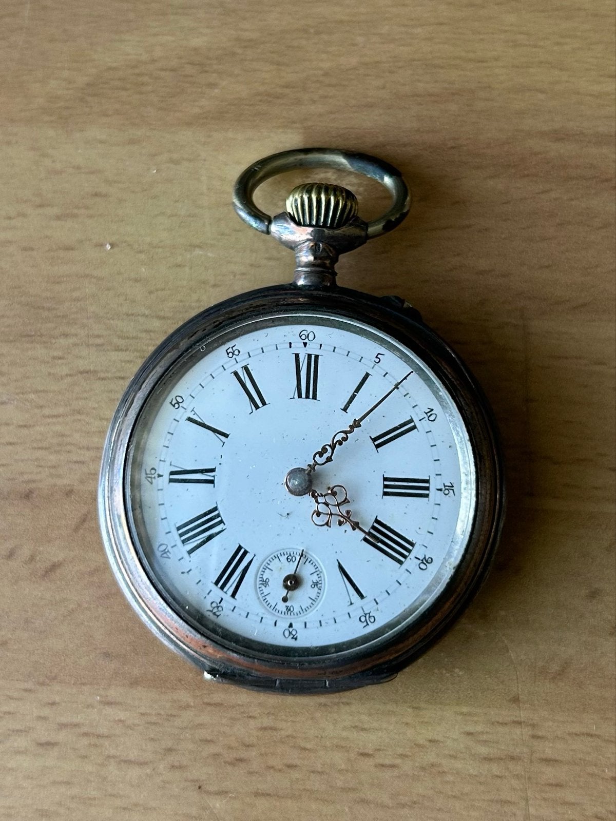 Leuk Antiek goed lopend zakhorloge, 8 rubis, Ophalen of Verzenden, Zilver, Overige merken