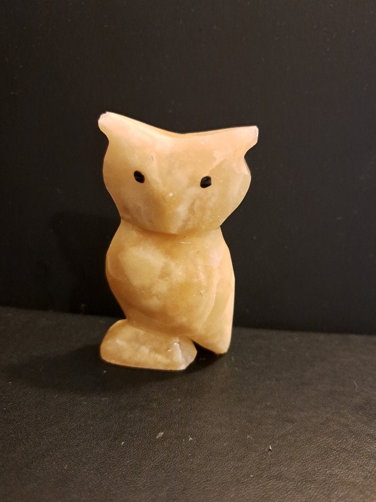 Onyx Uil Beeldje - Handgesneden Decoratie, Ophalen of Verzenden, Gebruikt, Dier