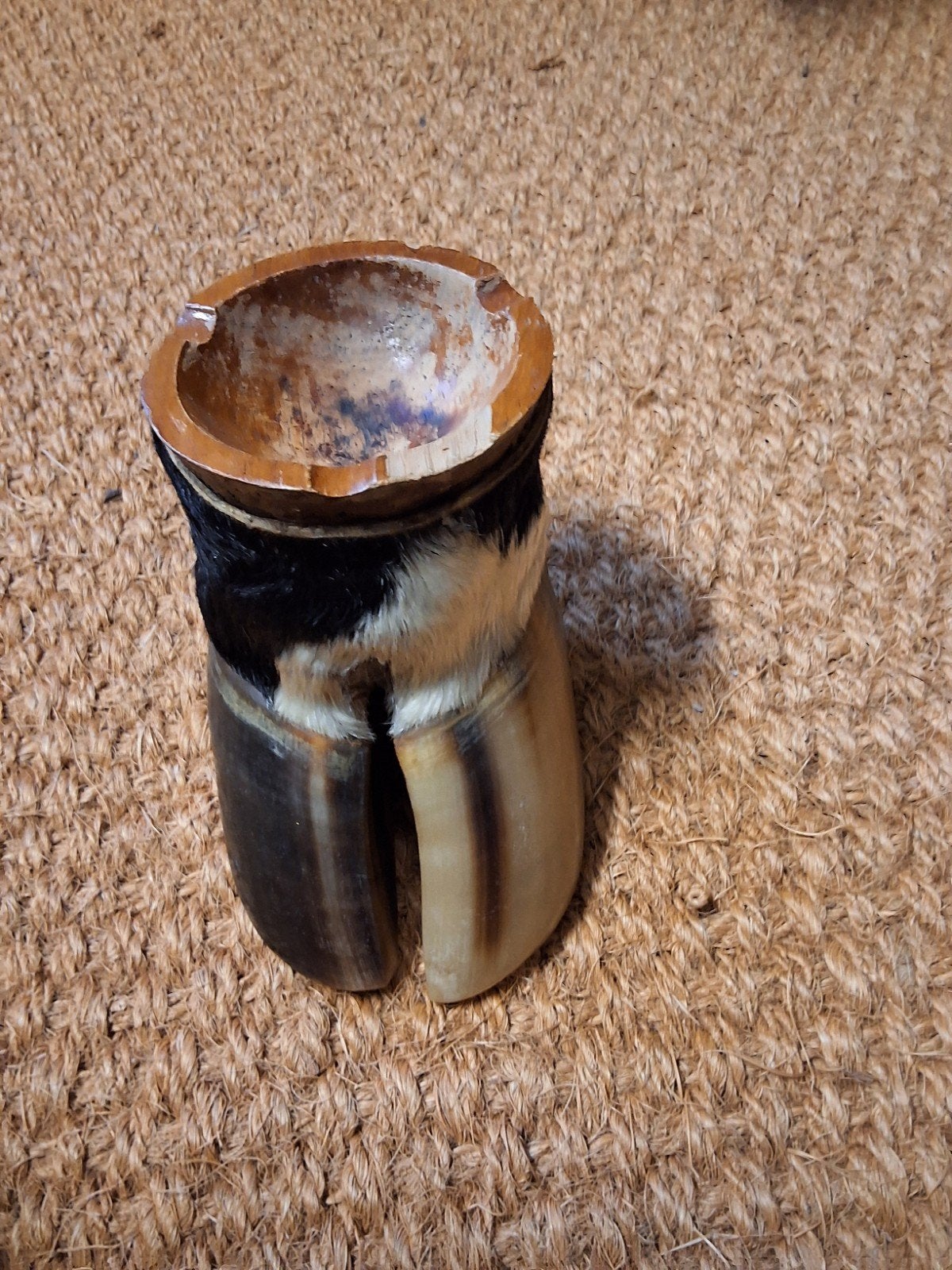 Unieke asbak van buffelpoot - Vintage decoratie, Ophalen of Verzenden