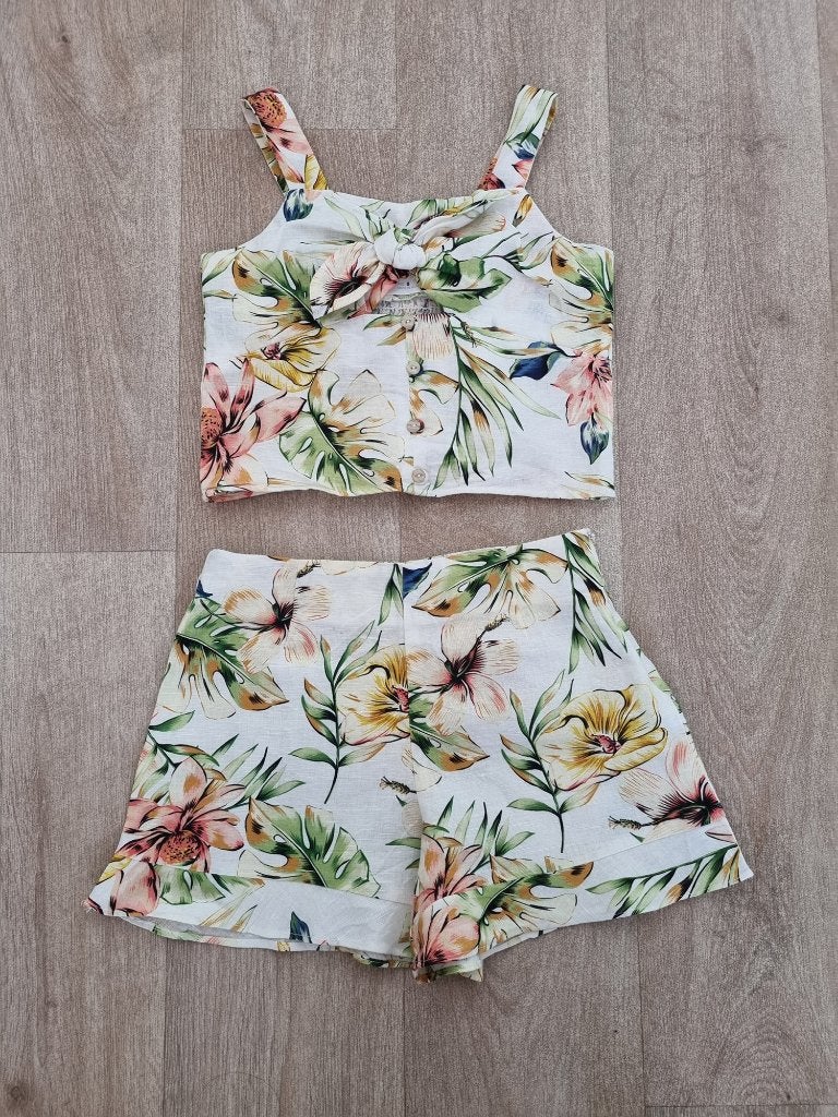 Zara tropical set, maat 128, Kinderen en Baby's, Kinderkleding | Maat 128, Meisje, Ophalen of Verzenden, Zo goed als nieuw, Zara