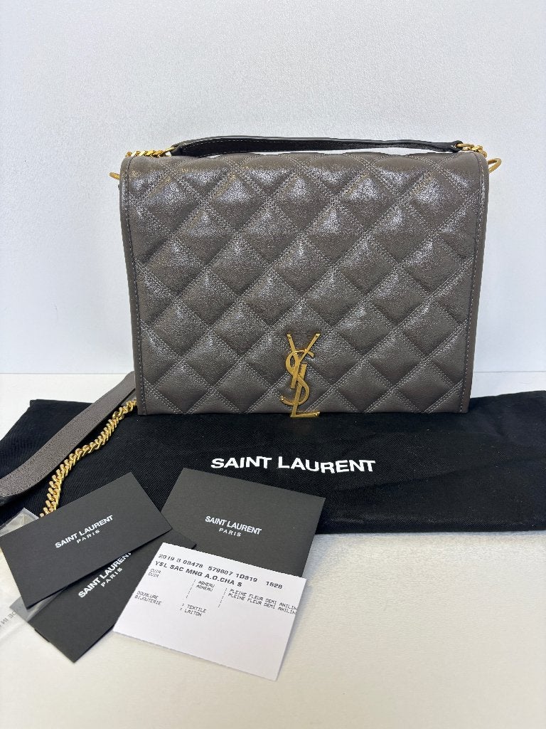 SAINT LAURENT Grijs taupe NIEUW schoudertas, Sieraden, Tassen en Uiterlijk, Tassen | Damestassen, Ophalen of Verzenden, Nieuw