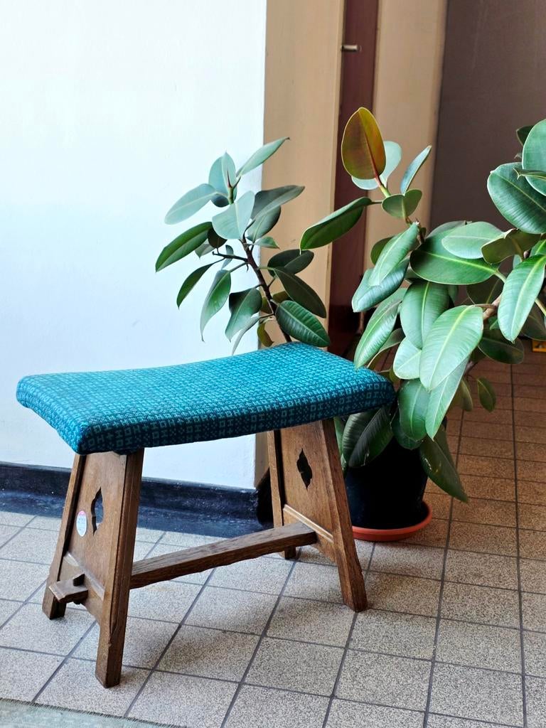 9620: Vintage Arts & Crafts Oak Tabouret Stool Bench-Stoelen, Huis en Inrichting, Gebruikt, Overige kleuren, Ophalen of Verzenden