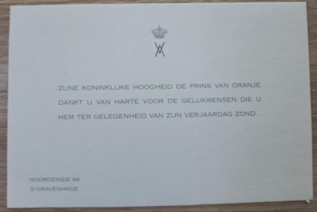 Bedankkaart Willem Alexander uit 2000, Ophalen of Verzenden