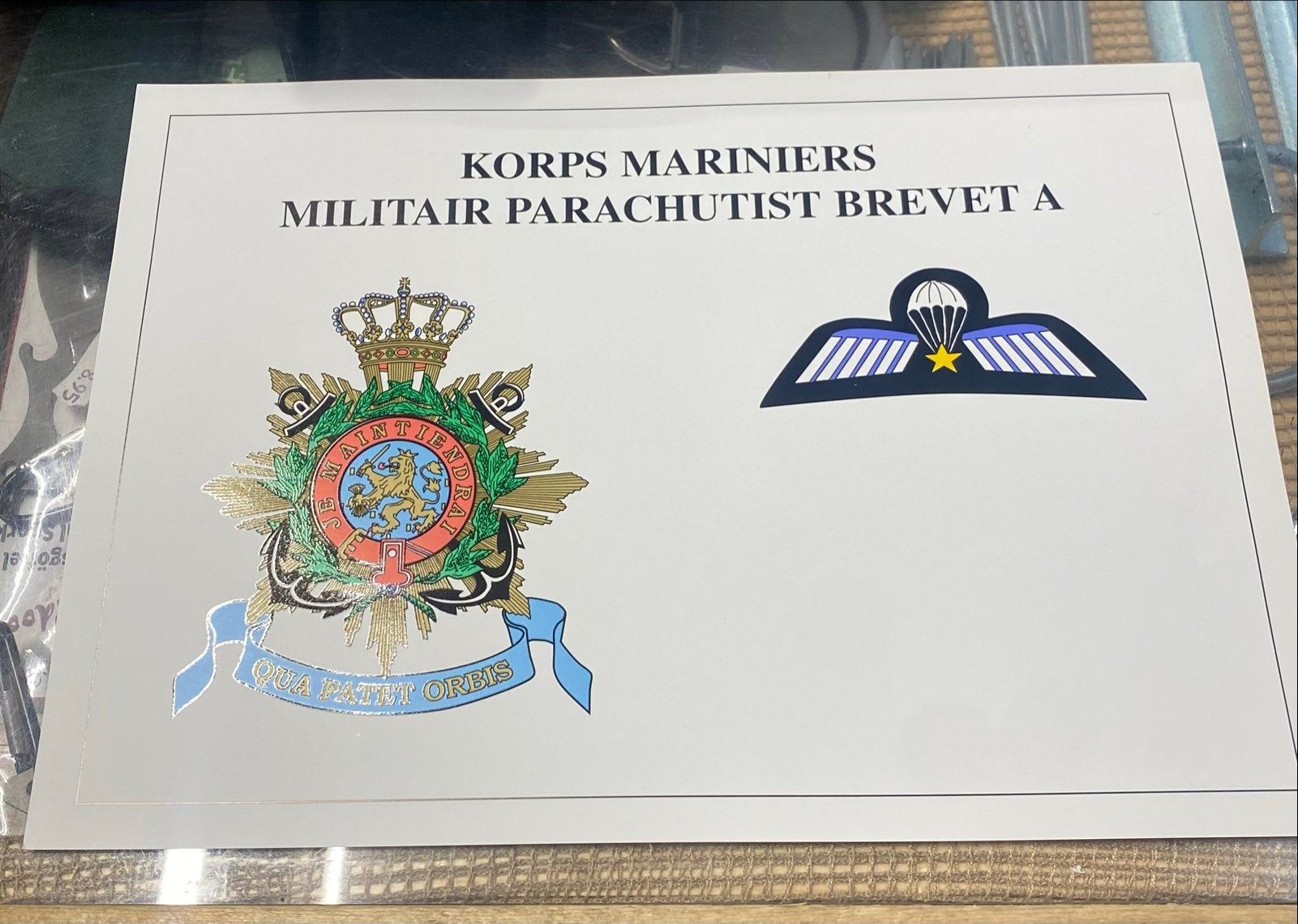 Korps Mariniers Militair Parachutist Brevet A, Verzamelen, G, G, G, Ophalen of Verzenden