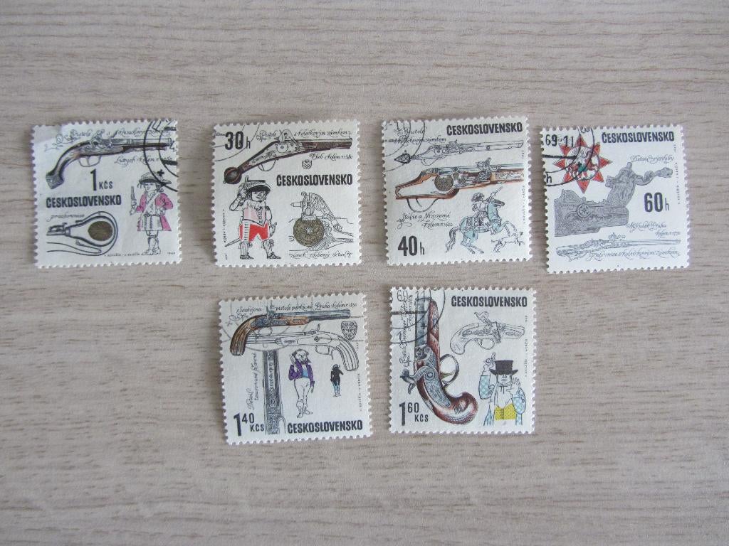Ceskoslovensko 1969 Historical Handguns Postzegels, Ophalen of Verzenden, Gestempeld, Overige thema's