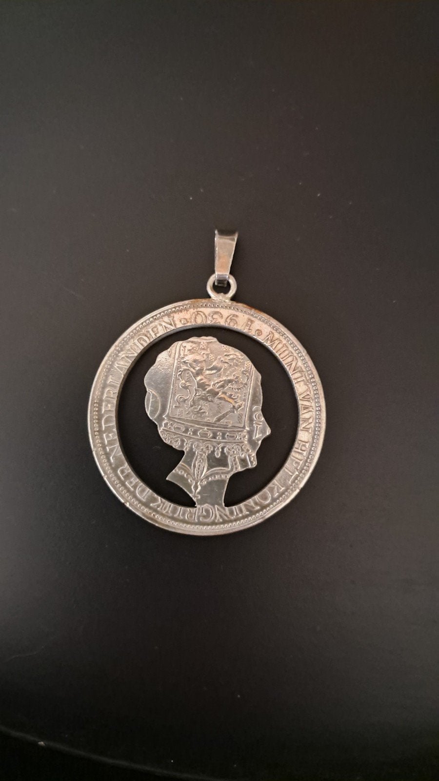 Zilveren 2,5 Gulden Munt Hanger 1930 Wilhelmina, Ophalen of Verzenden, Gebruikt, Zilver