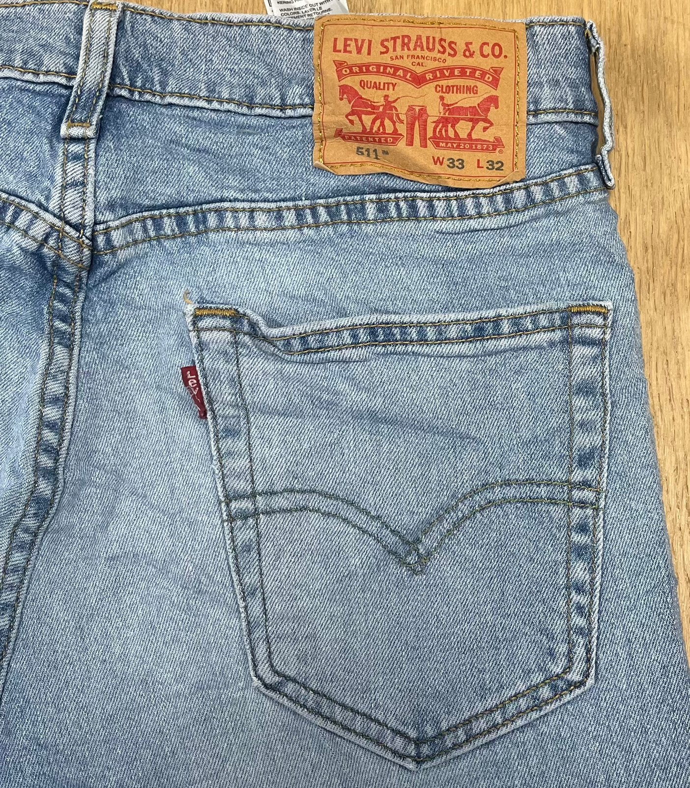 Levi’s 511 slim fit jeans lichtblauw - Maat W33 L32, Ophalen of Verzenden, Zo goed als nieuw, Blauw, W33 - W34 (confectie 48/50)