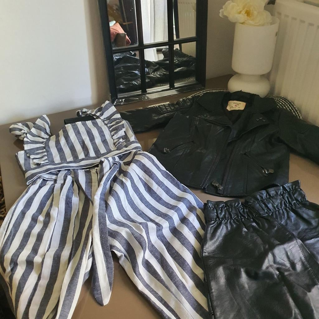 Zomer set, leren vest en leren rokje maat 122/128, Kinderen en Baby's, Ophalen of Verzenden, Zo goed als nieuw, Meisje