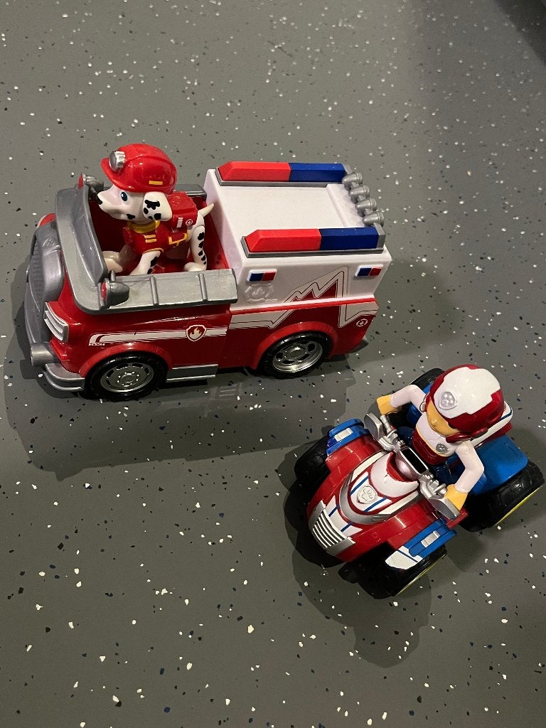 Paw Patrol brandweerauto + quad met Marshall en Ryder, Ophalen, Gebruikt