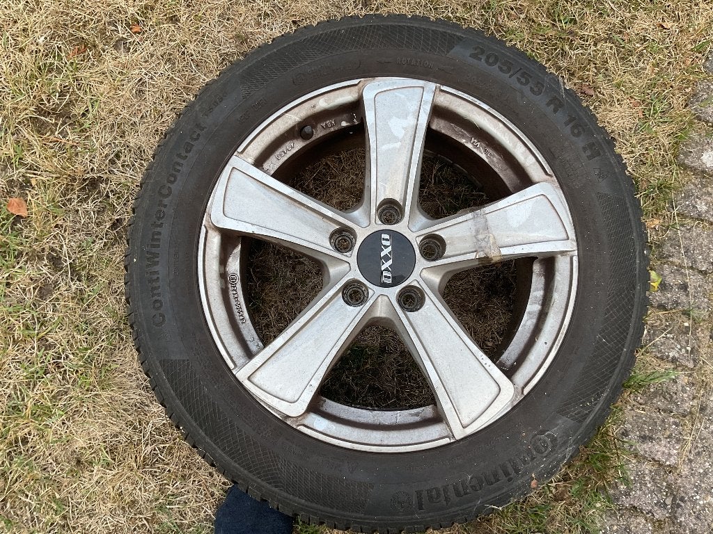 Vier lichtmetalen velgen met continental winterbanden, Auto-onderdelen, Ophalen, Gebruikt, 16 inch, Banden en Velgen