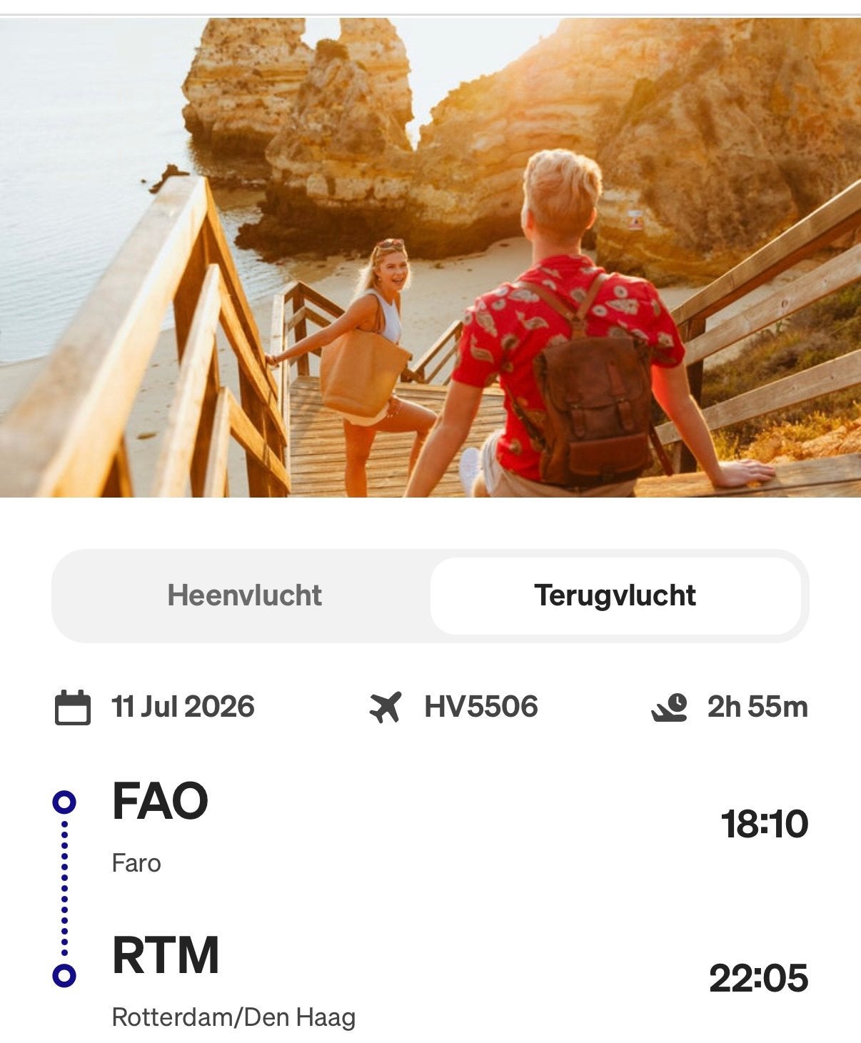 Vliegticket rotterdam-faro 4-11 juli, Tickets en Kaartjes, Eén persoon, Vliegtuig, Met bestemming of datum