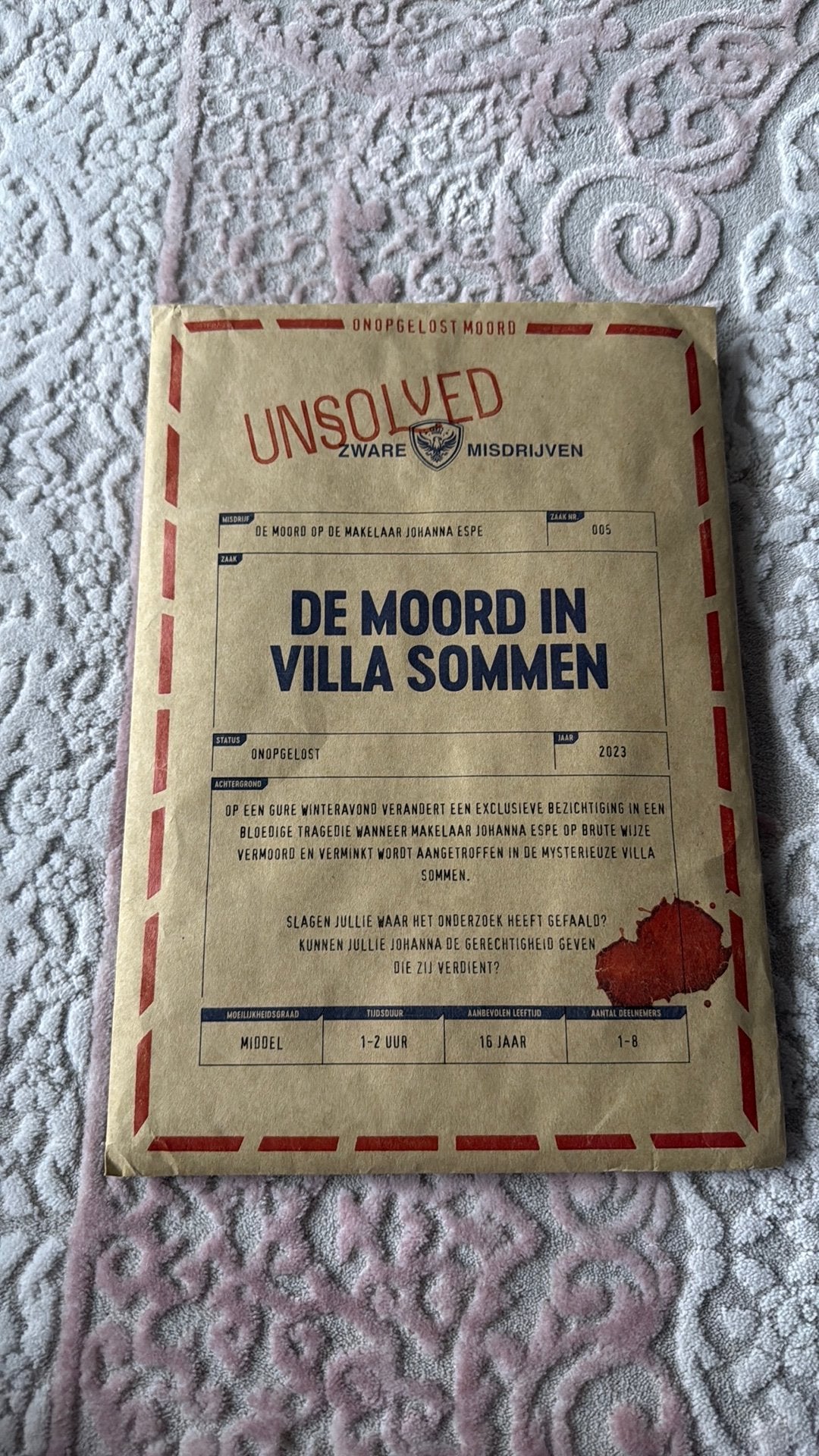Unsolved - De moord in Villa Sommen - Ruilen, Hobby en Vrije tijd, Gezelschapsspellen | Bordspellen, Ophalen of Verzenden, Zo goed als nieuw