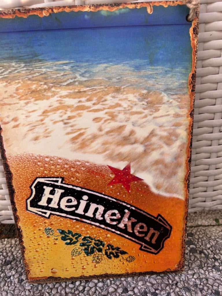 HEINEKEN RECLAME BORDJE, Verzamelen, Biermerken, Ophalen of Verzenden, Zo goed als nieuw, Reclamebord, Plaat of Schild, Heineken
