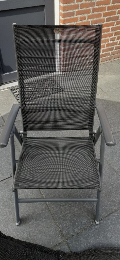 4x verstelbare tuinstoel met kussens 50 euro, Tuin en Terras, Ophalen, Gebruikt, Metaal, Inklapbaar