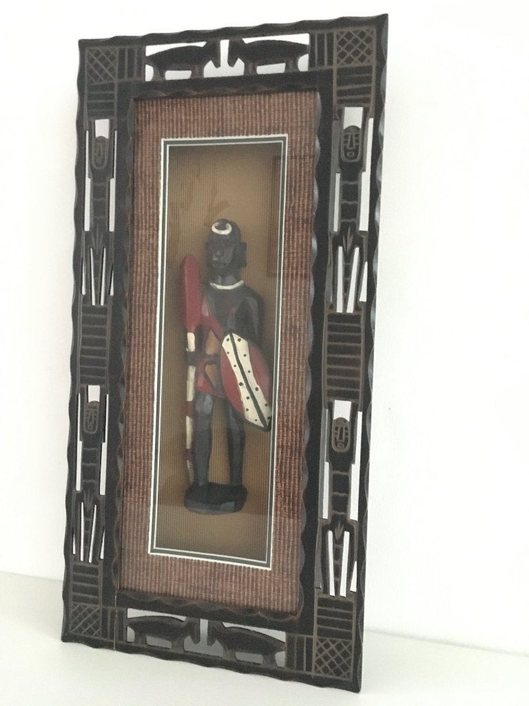 Figuur in lijst, Afrika, Verzamelen, Beelden en Beeldjes, Ophalen, Zo goed als nieuw, Mens