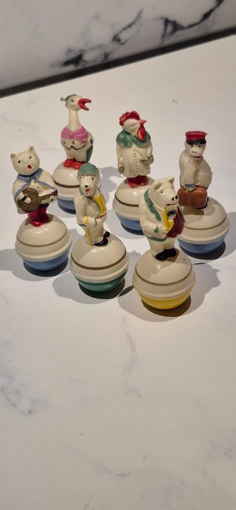 6 antieke celluloid roly poly-tuimelaars GERMANY, Ophalen of Verzenden