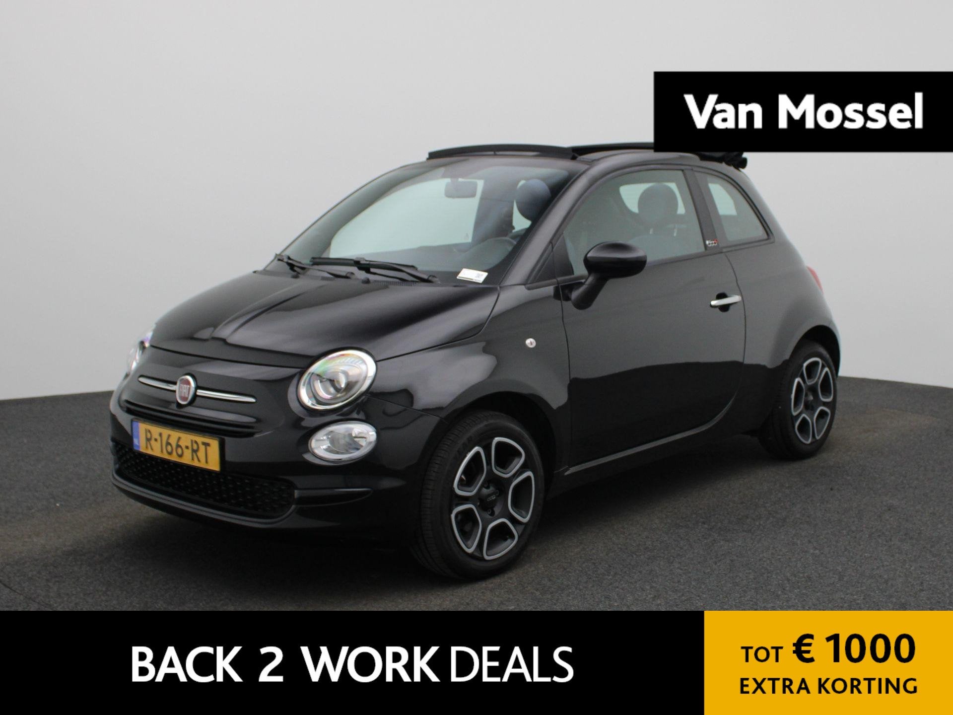 Fiat 500 C 1.0 Hybrid Club | CABRIO | AIRCO | LED |, 12 maanden, Euro 6, 4 stoelen, Zwart
