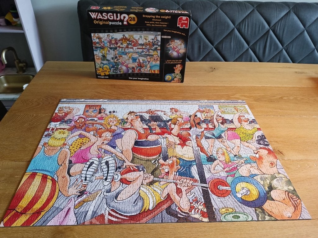 Wasgij? Puzzel 1000 stukjes - afvalrace, Ophalen of Verzenden, 500 t/m 1500 stukjes, Gebruikt