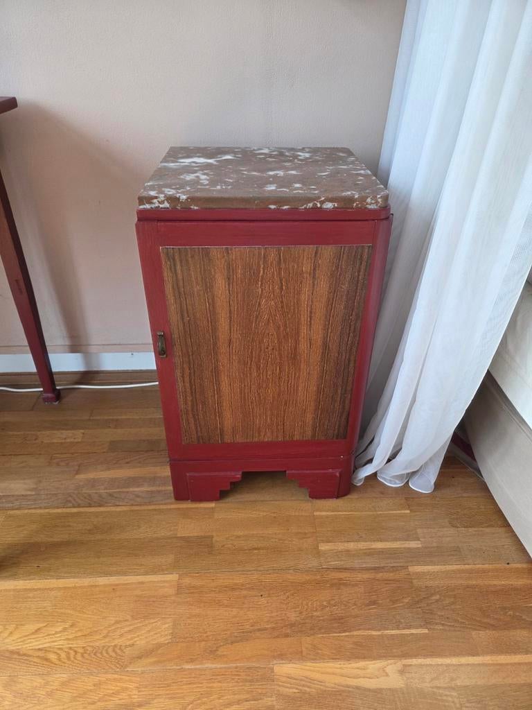 Rood nachtkastje Art Deco, Ophalen, Minder dan 45 cm, 55 tot 70 cm