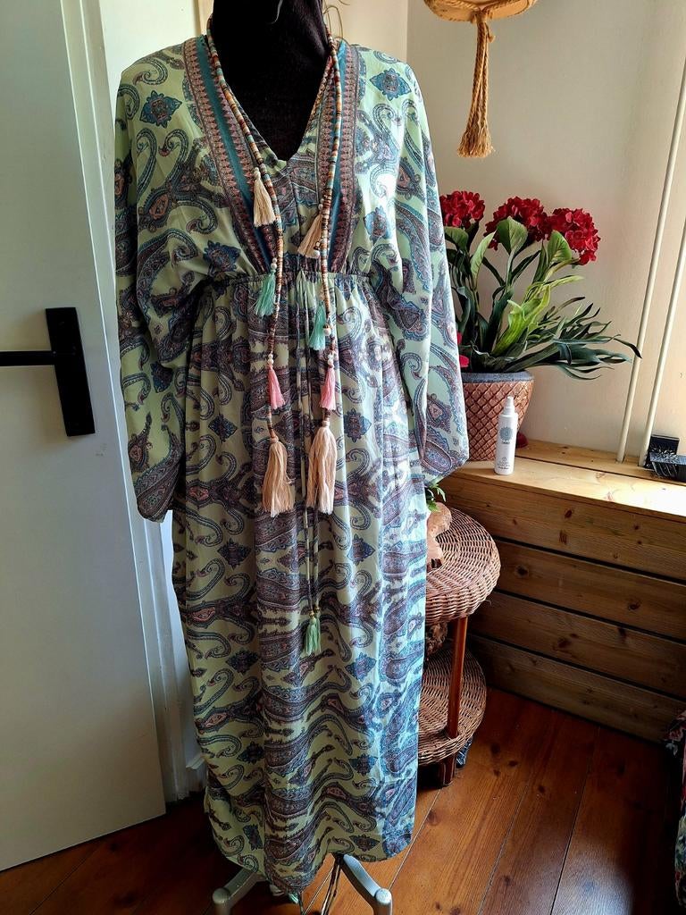Jurk ibiza boho style one size m l xl, Maat 46/48 (XL) of groter, Ophalen of Verzenden, Zo goed als nieuw, Onder de knie