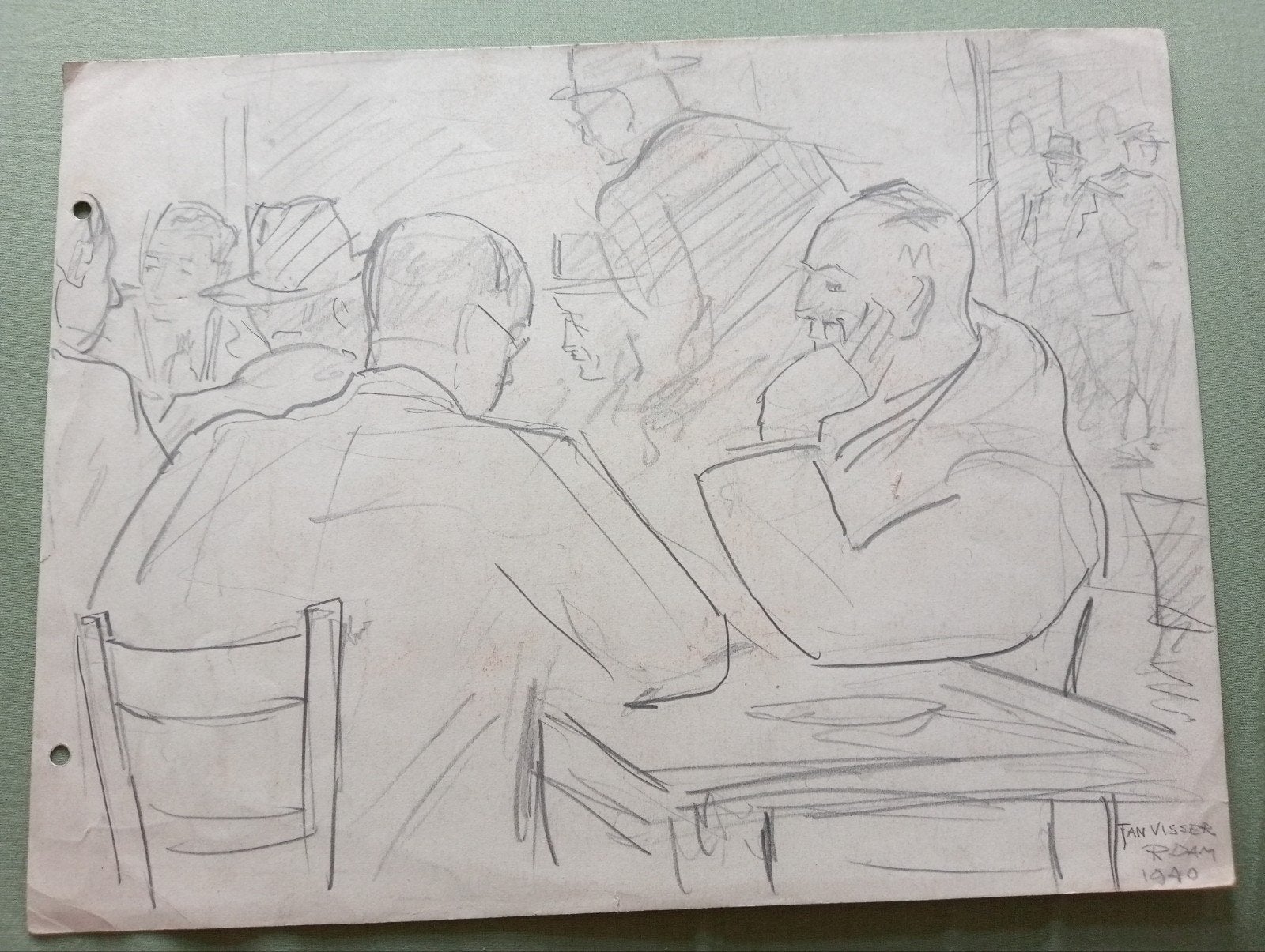 Jan Visser tekening Rotterdam 1940, Antiek en Kunst, Kunst | Tekeningen en Foto's, Ophalen of Verzenden